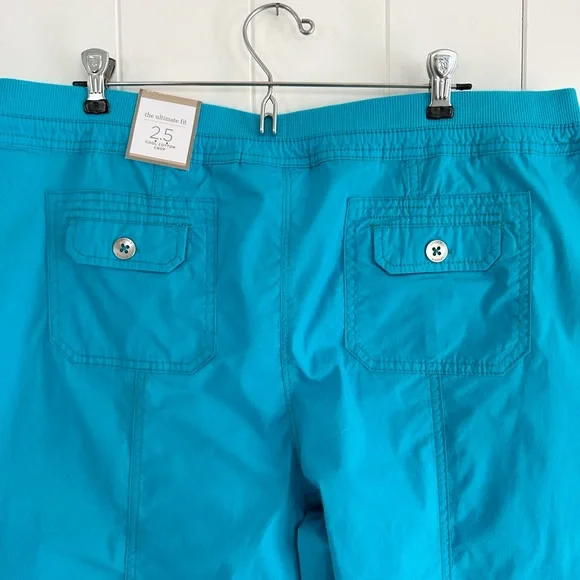 Chico's The Ultimate Fit Cool Cotton Cropped Capris In Bright Blue - Picture 6 of 8